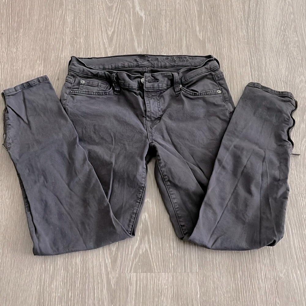 7 for All Mankind Zipper Pants Cropped Skinny Gray Women Size 27 - Picture 4 of 8